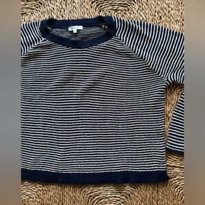 Madewell Navy and White Striped Crew Neck Sweater